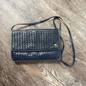 Vintage ETIENNE AIGNER Basket Weave Navy Crossbody Purse